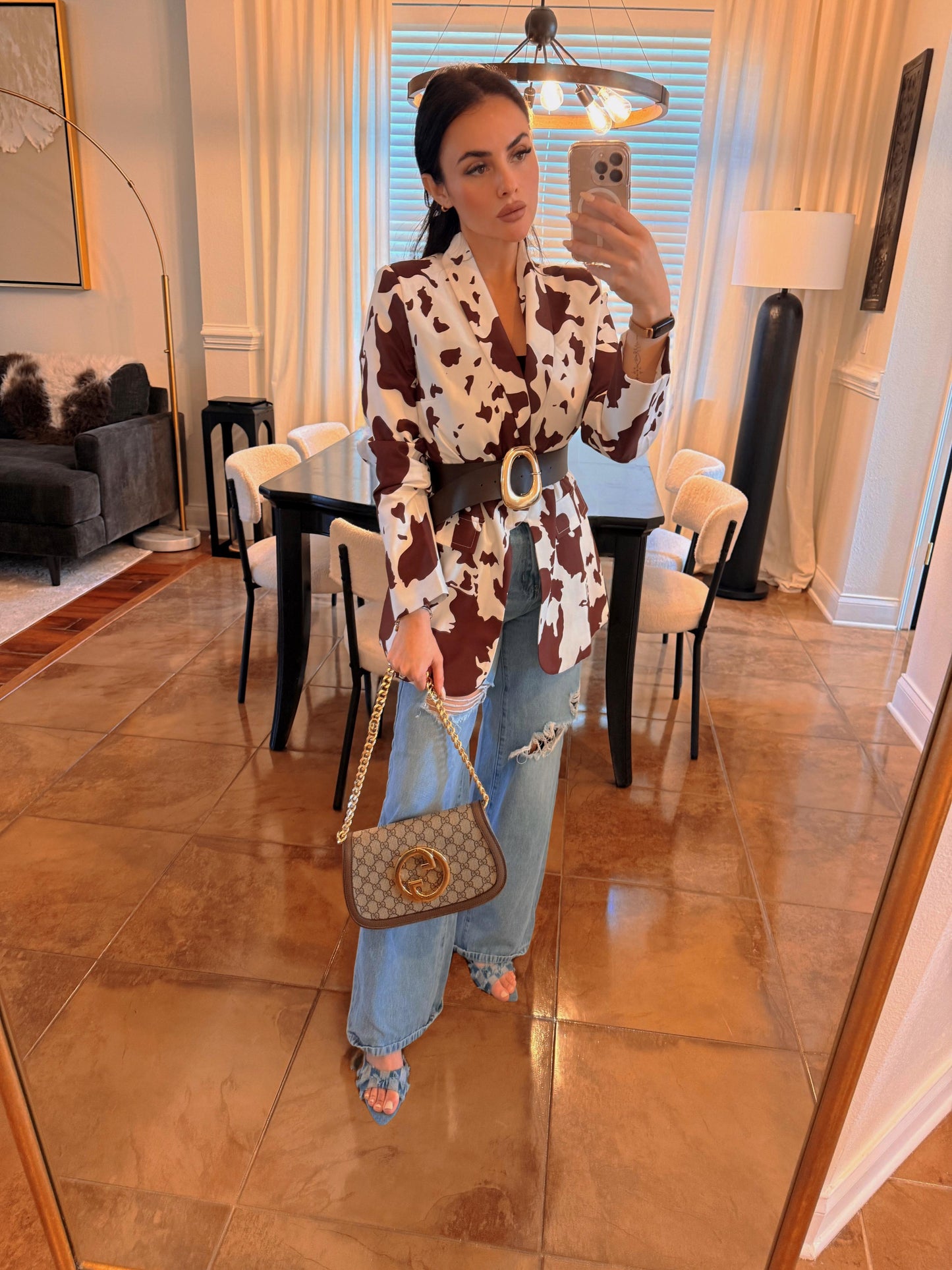 Blazer de estampado de vaca