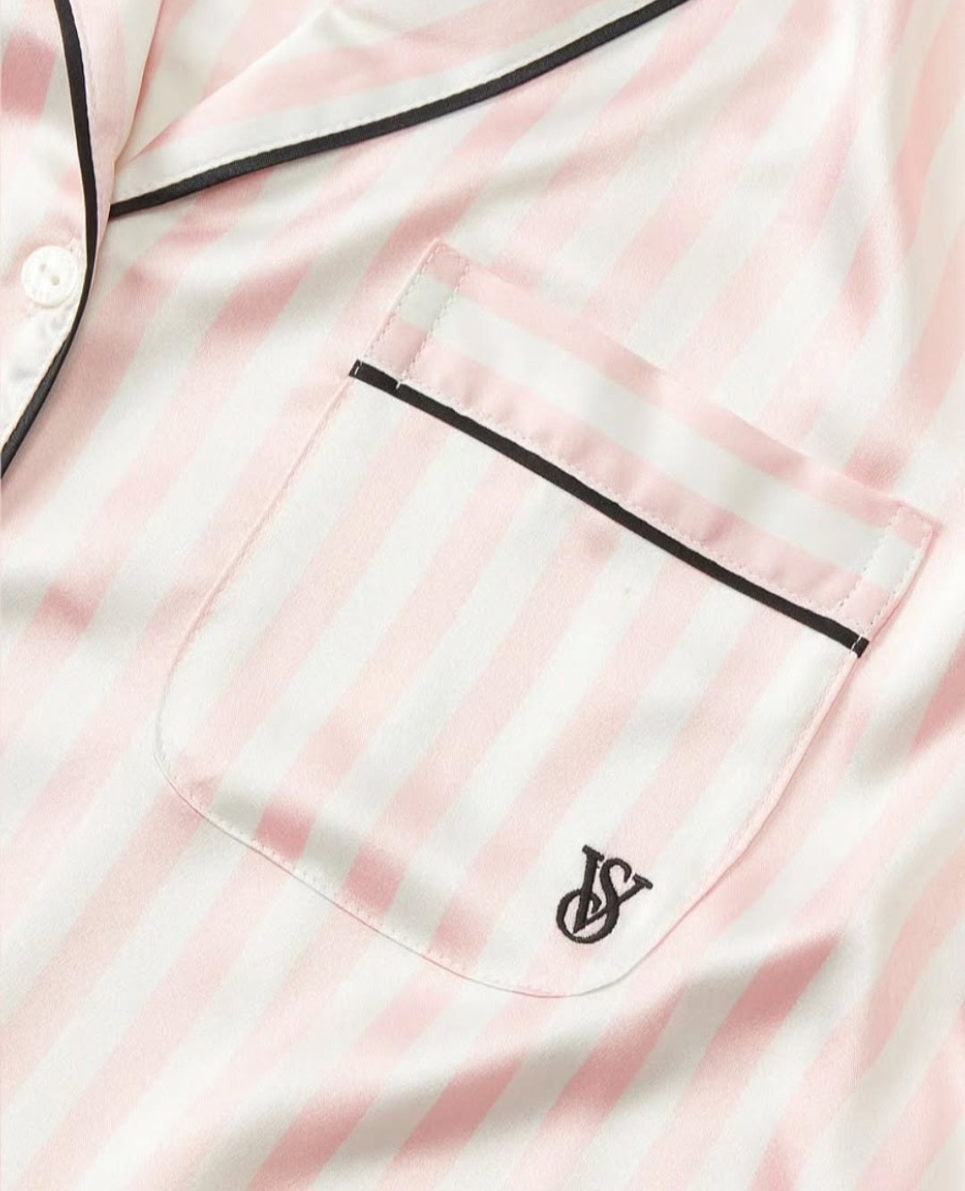 Pijama de Satin VS rallas rosa y blanco VSP0003