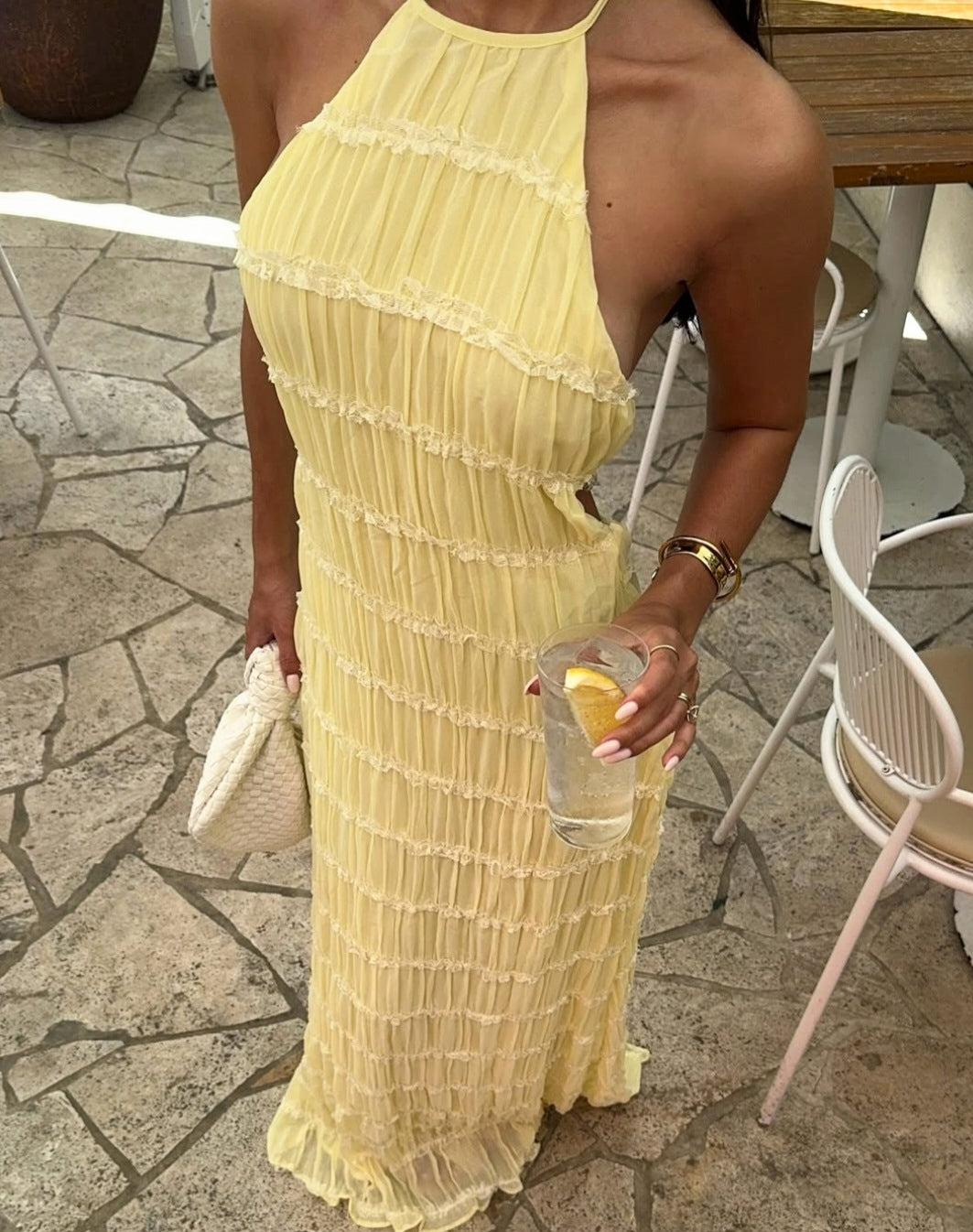 Vestido amarillo largo SD0016