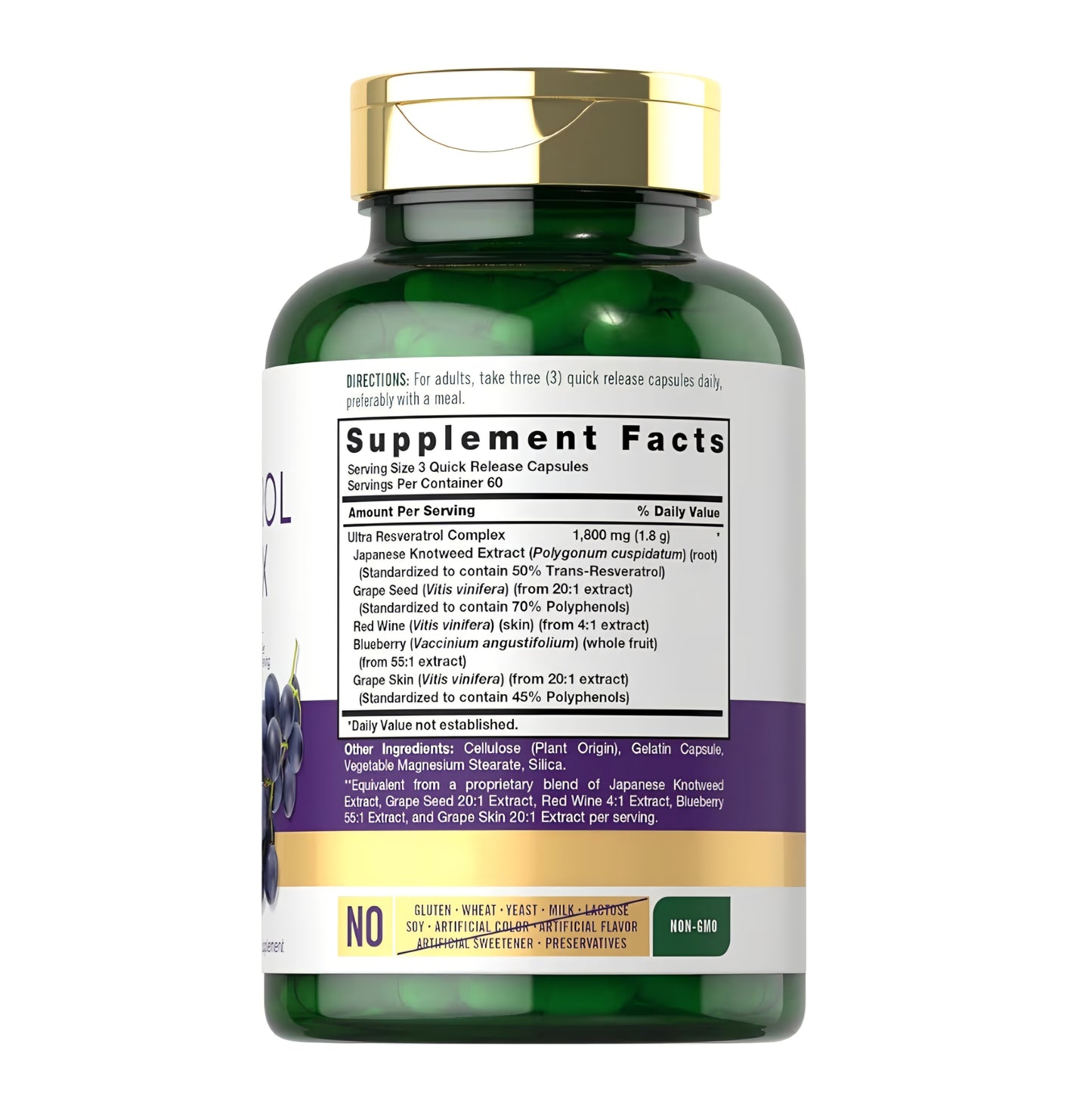 Resveratrol Supplement 1800mg | 180 Capsules | Non-GMO & Gluten Free VIT0003