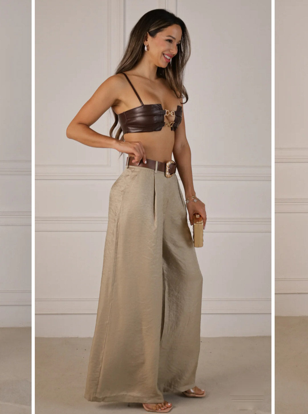 Pantalon de pinzas con cinturon incluido