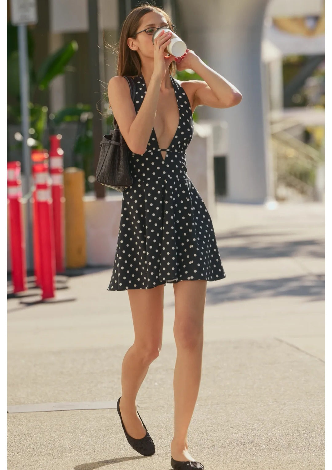 Vestido ZARA blanco negro de puntos