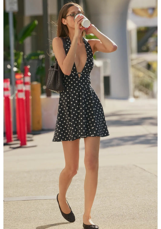 Vestido ZARA blanco negro de puntos
