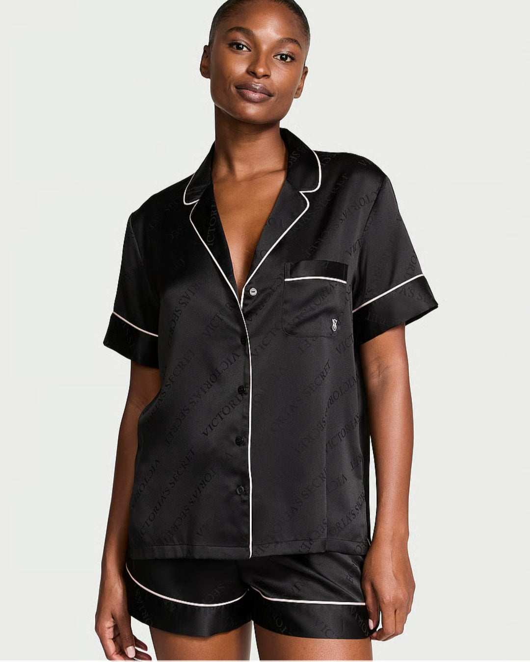 Pijama de satin VS negro  VSP0001