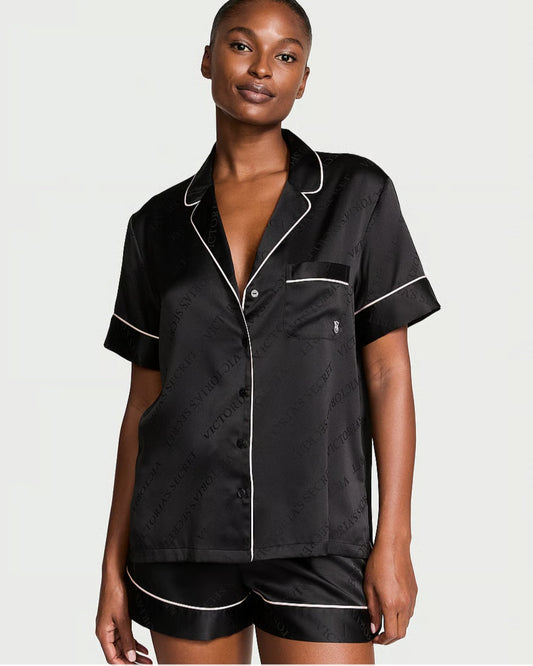 Pijama de satin VS negro  VSP0001