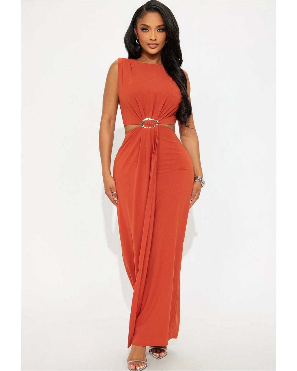 Vestido Largo Con Detalle Dorado FND0003