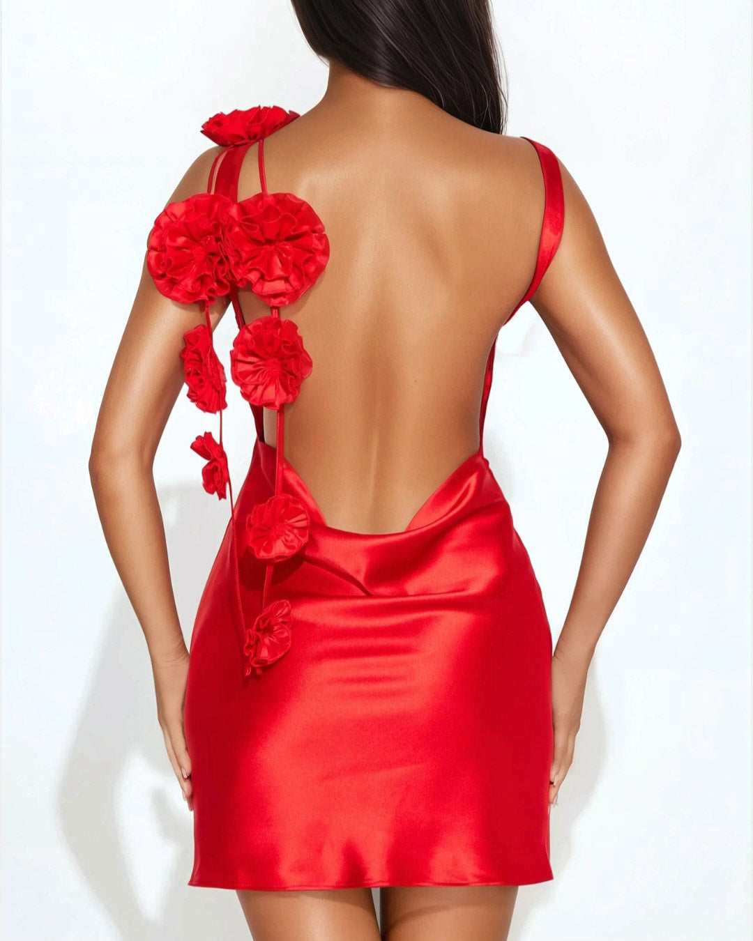 Vestido con Detalles de Flores y Escote de Espalda NOVAD0001