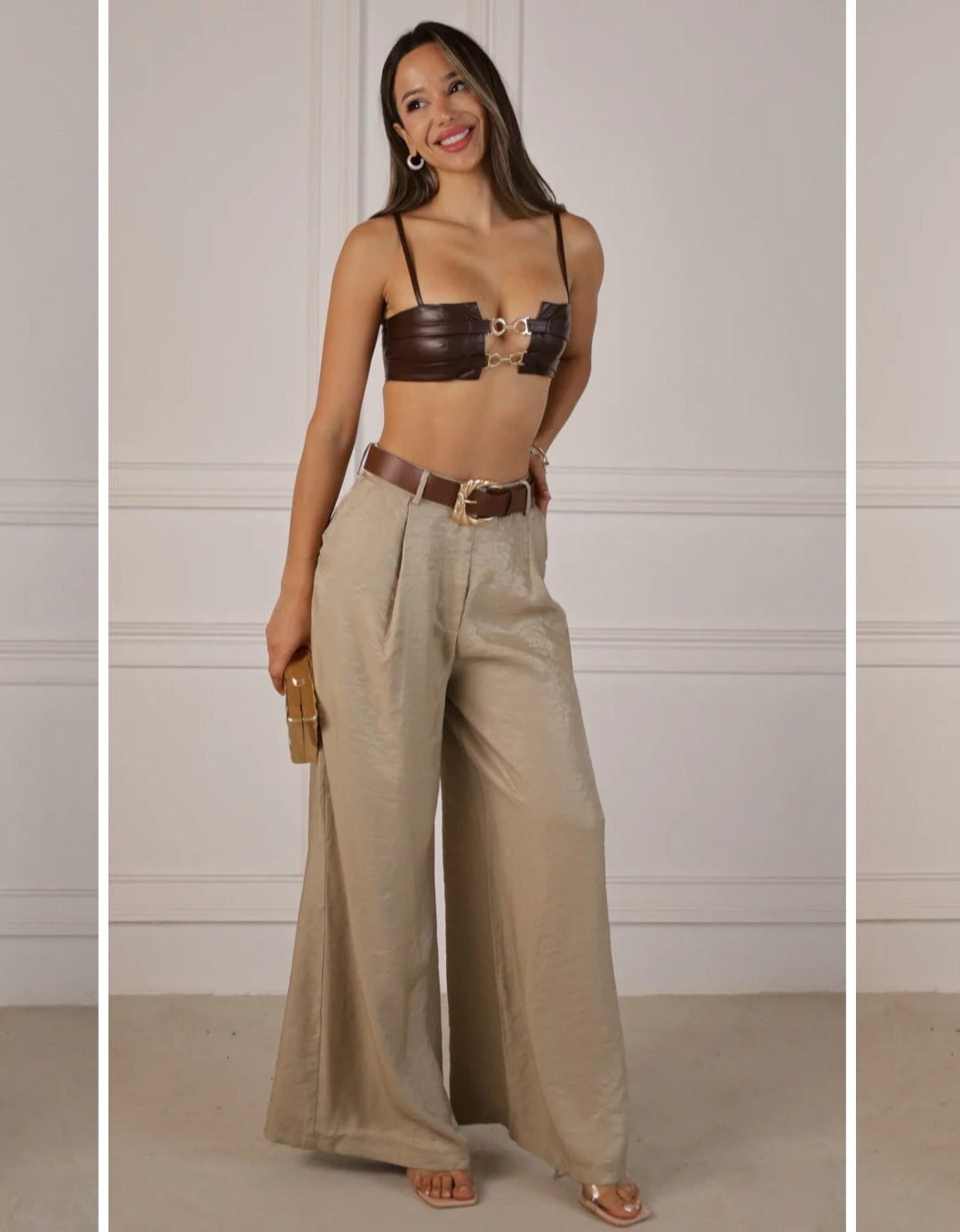 Pantalon de pinzas con cinturon incluido