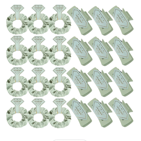 Set de moños de satin y pinches para cabello