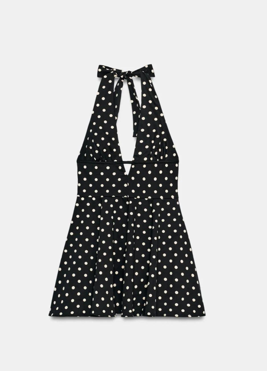 Vestido ZARA blanco negro de puntos