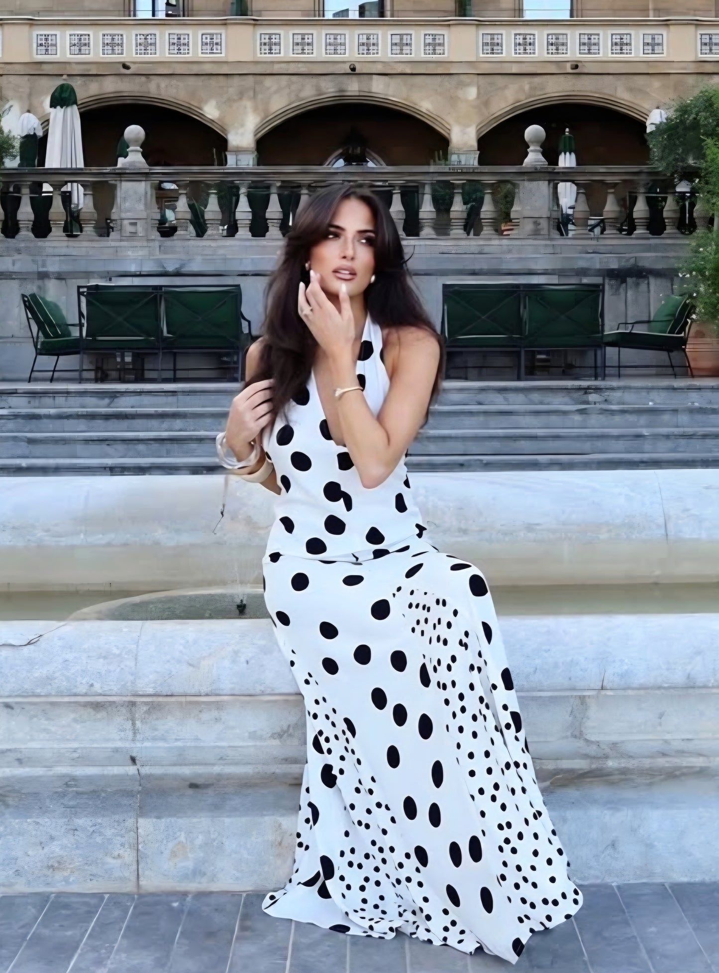 Vestido de puntos Largo