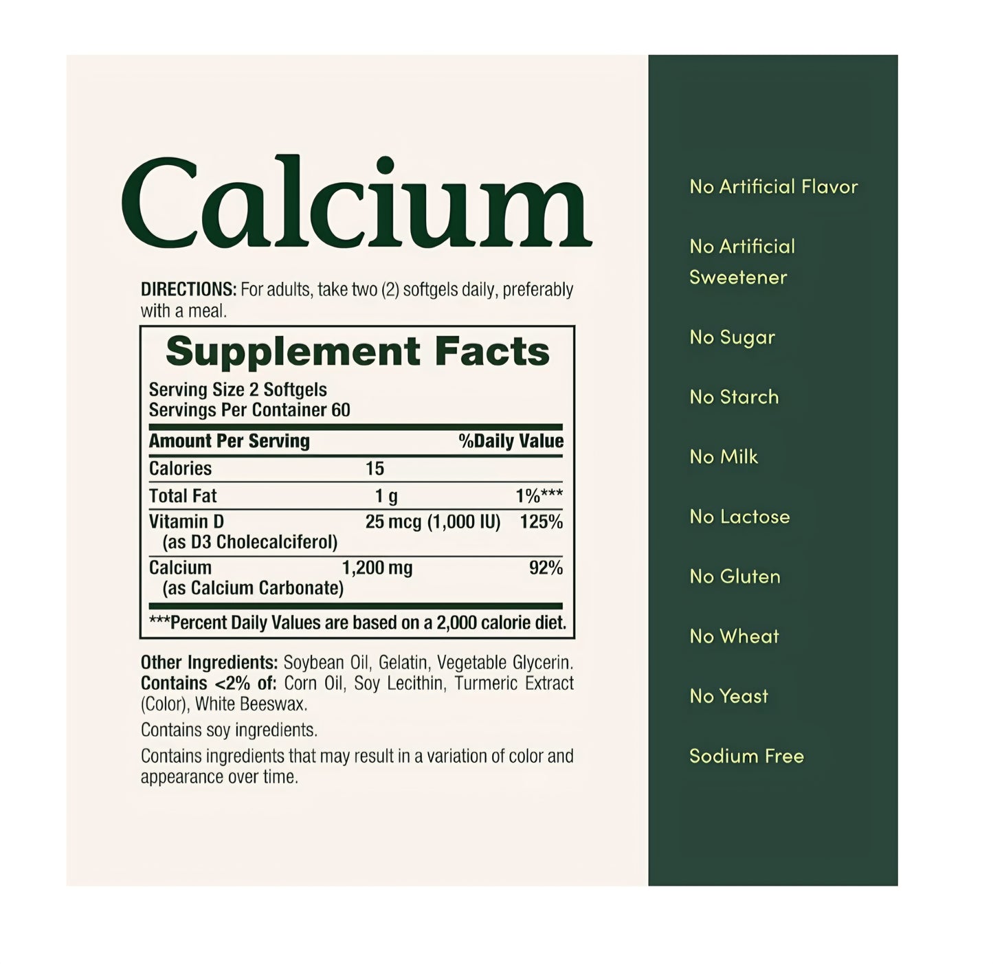Nature's Bounty Calcio 1200 mg with 1000 IU Vitamin D3 VIT0002