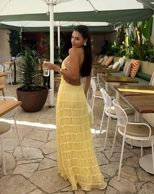 Vestido amarillo largo SD0016