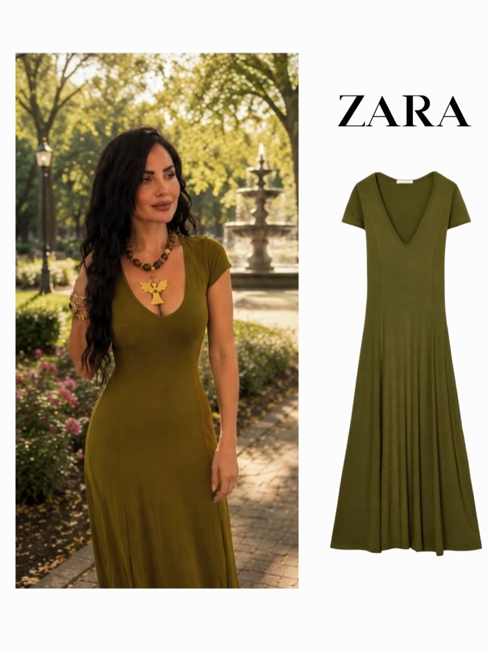 Vestido ZARA verde